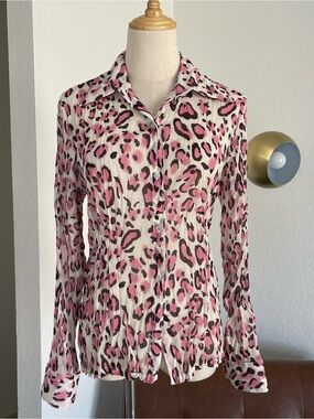 Y2K Leopard Glam Femme Office Siren Button Down